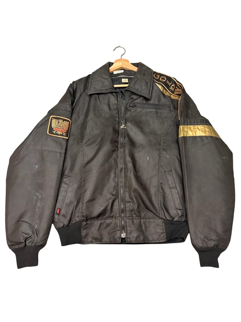 Vintage Hondaline Goldwing Jacket Mens XL Black Nylon Motorcycle Bomber Padded